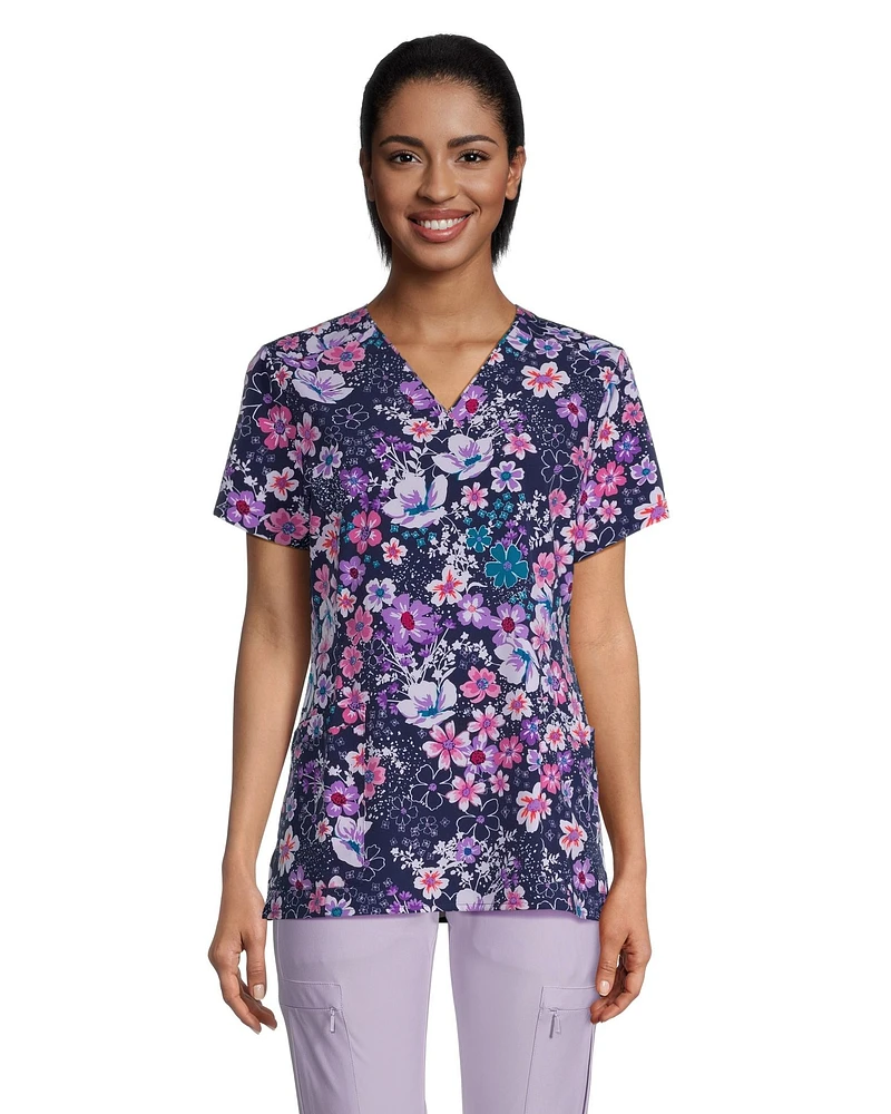 Health Pro Women's Showers Garden Princess Seam Scrub Top