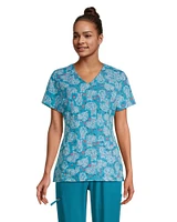 Scrubletics Women's Contoured V Neck Sheep Print Scrub Top