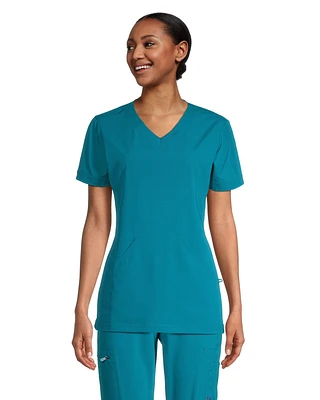 Scrubletics Women's Kangaroo Pocket V Neck Scrub Top