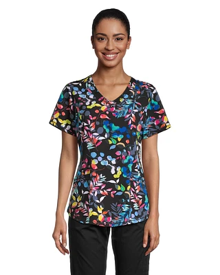 Health Pro Women's V Neck Printed Scrub Top