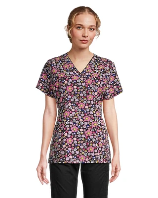 Health Pro Women's V Neck Printed Scrub Top