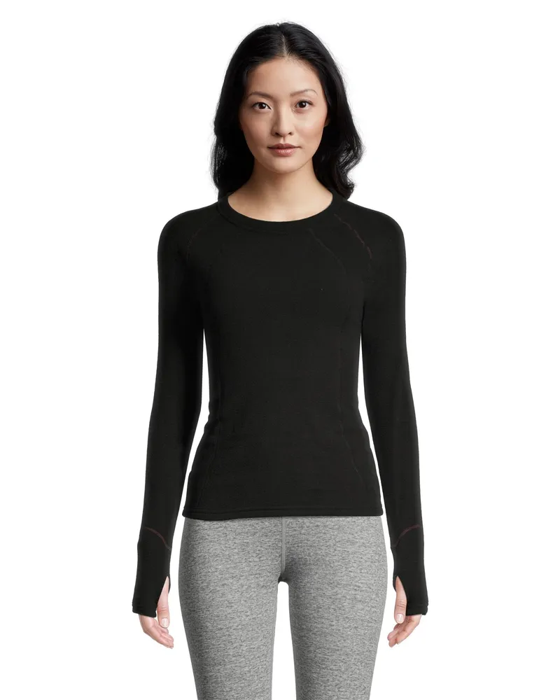 WindRiver Women's T-Max Crewneck Long Sleeve Fleece Top - Black