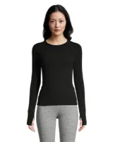 WindRiver Women's T-Max Crewneck Long Sleeve Fleece Top - Black