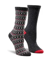 WindRiver Women's T-Max 2 Pack Velvet Twist Casual Crew Socks