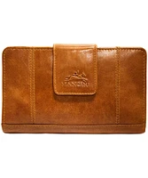 Mancini Leather Goods Women's Casablanca RFID Secure Clutch Wallet Cognac