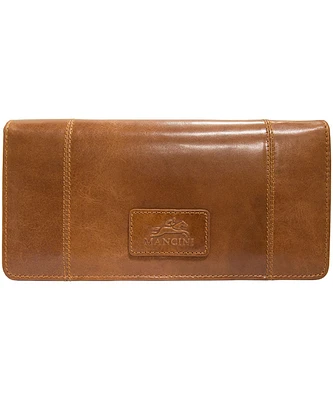 Mancini Leather Goods Women's Casablanca RFID Secure Trifold Wallet Cognac