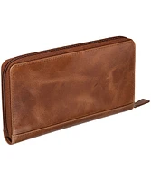 Mancini Leather Goods Women's Casablanca RFID Secure Clutch Wallet Cognac