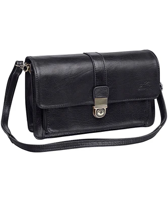 Mancini Leather Goods Unisex Arizona Classic Bag with Removable Straps Black