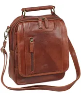 Mancini Leather Goods Unisex Arizona Classic Bag with Removable Straps Cognac