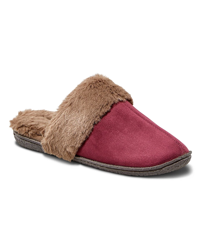 WindRiver Women's Suede Faux Fur Memory Foam Slippers