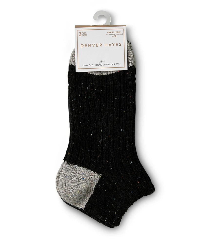 Denver Hayes Women's 2 Pack Low Cut Sweater Socks