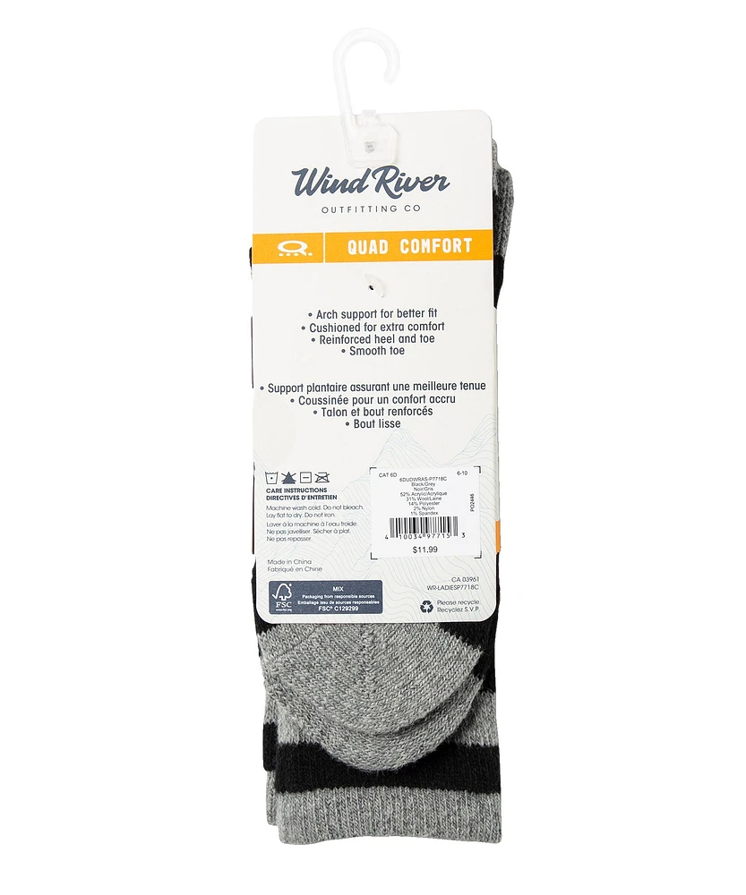 WindRiver Women's QUAD COMFORT Wool Blend Lightweight Hiker Socks