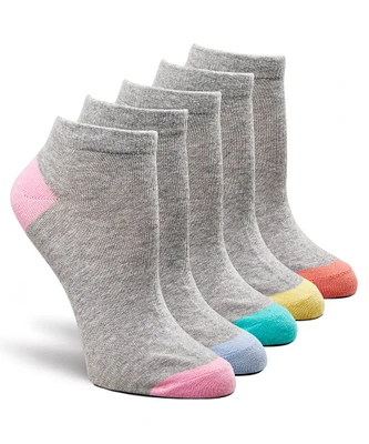 Denver Hayes Women's 5 Pack Contrast Heel & Toe FRESHTECH Ankle Socks