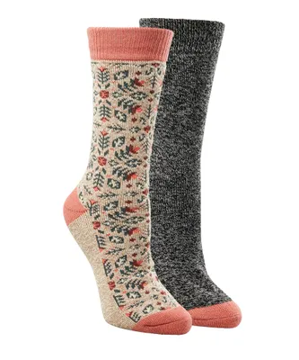 Columbia Women's Floral 2 Pack Mid Weight Thermal Crew Socks