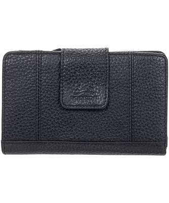 Mancini Leather Goods Women's Pebbled RFID Secure Medium Clutch Wallet