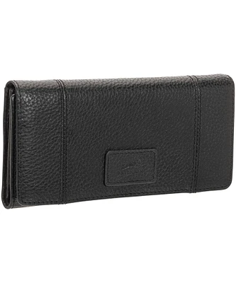 Mancini Leather Goods Women's Pebelled RFID Secure Trifold Wing Wallet