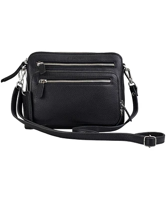 Mancini Leather Goods Women's Pebelled Valerie Small Crossbody Bag