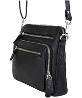 Mancini Leather Goods Women's Pebelled Valerie Small Crossbody Bag