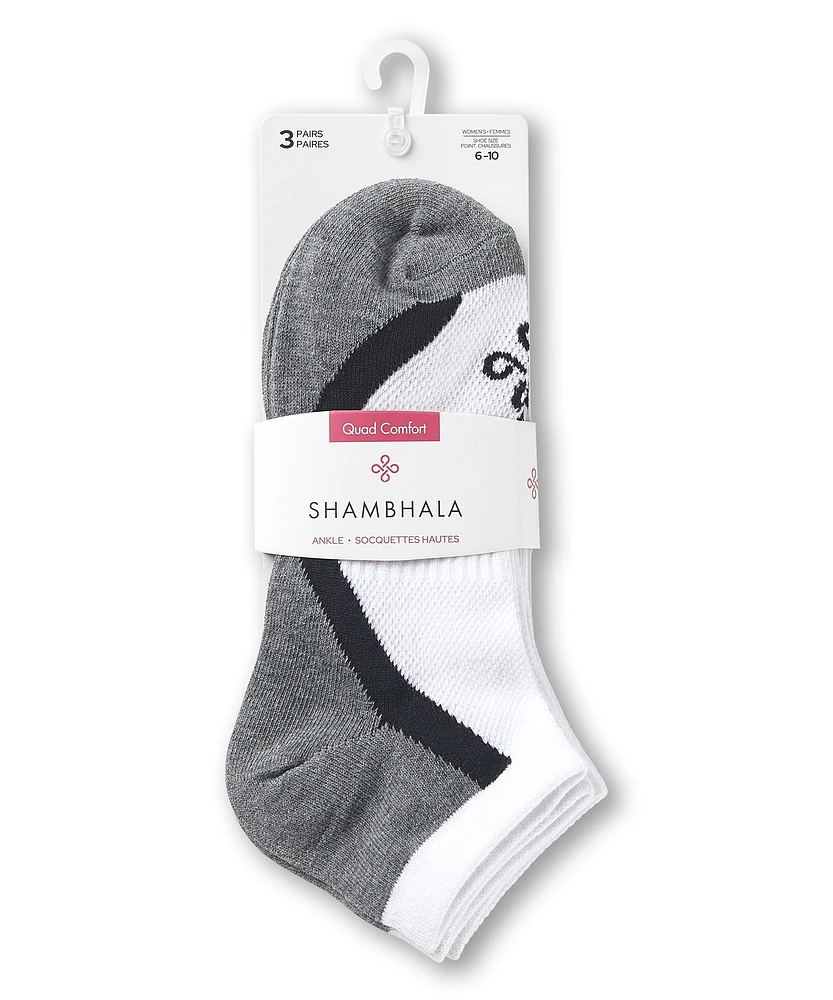 Shambhala Women's Arch Support Ankle Socks, 3 Pack