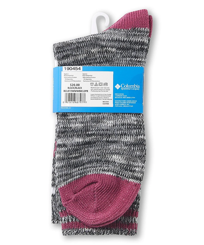 Columbia Women's Colourblock Slub Crew Socks, 2 Pack