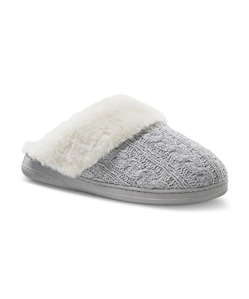 Denver Hayes Women's Chenille Cable Knit Slippers