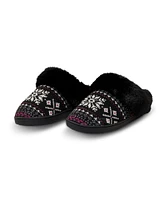 Denver Hayes Women's Nordic Knit Faux Fur Slippers