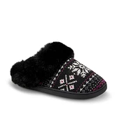 Denver Hayes Women's Nordic Knit Faux Fur Slippers