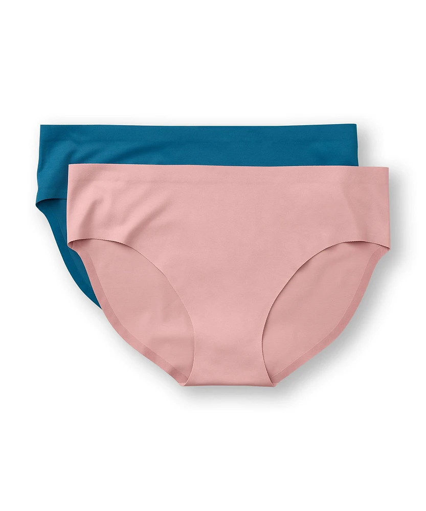 Denver Hayes Women's 4 Way Stretch Invisibles Hip Hugger Panties, 2 Pack