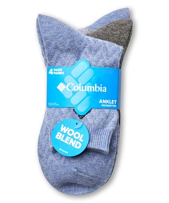 Columbia Women's 4 Pack Textured Wool Anklet Socks