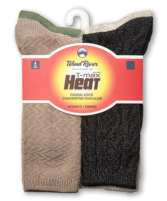 WindRiver Women's T-Max Heat Casual Crew 4 Pack Socks