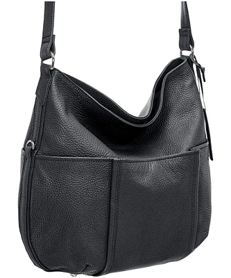 Mancini Leather Goods Women's Pebbled Katherine Shoulder Bag