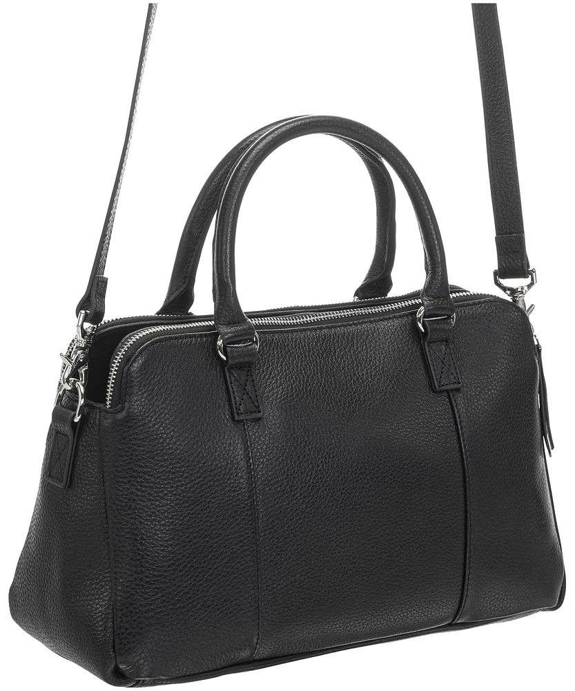 Mancini Leather Goods Women's Pebbled Jennifer Satchel Bag