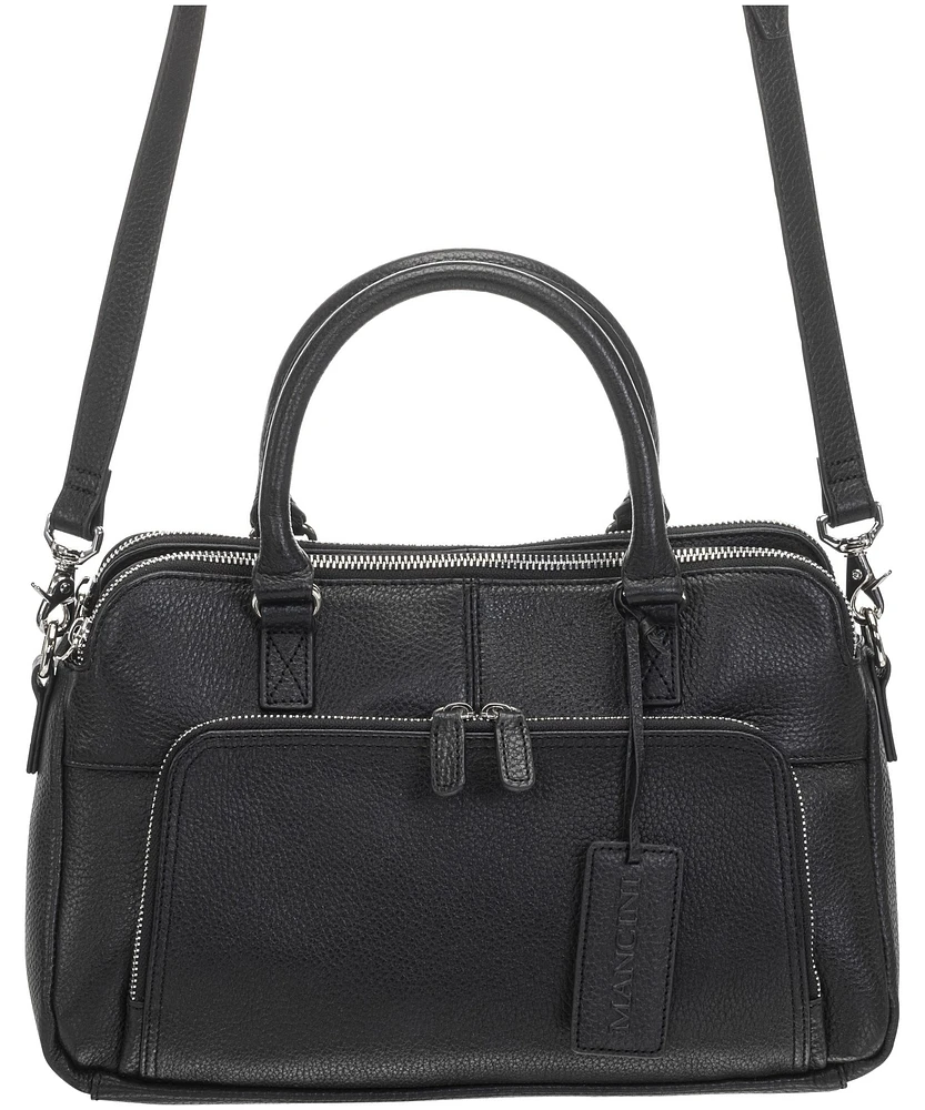 Mancini Leather Goods Women's Pebbled Jennifer Satchel Bag