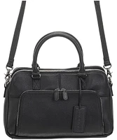 Mancini Leather Goods Women's Pebbled Jennifer Satchel Bag