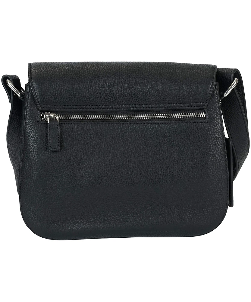 Mancini Leather Goods Women's Pebbled Alison Crossbody Bag