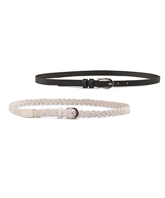 Denver Hayes Women's 18mm Braided Fabric Belt, 2 Pack