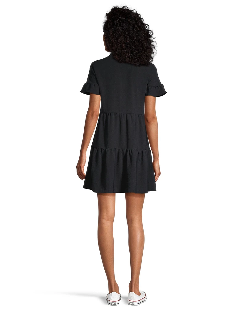 Denver Hayes Women's Flowy Double Tier Short Sleeve Dress