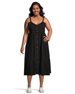 Denver Hayes Women's Linen Blend Button Front Dress