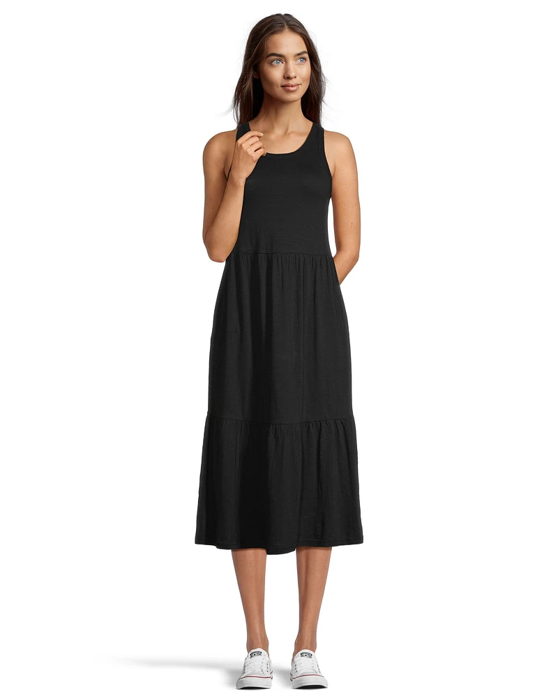 FarWest Women's Jersey Sleeveless Long Tiered Dress