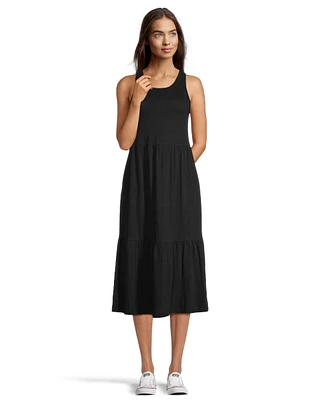 FarWest Women's Jersey Sleeveless Long Tiered Dress