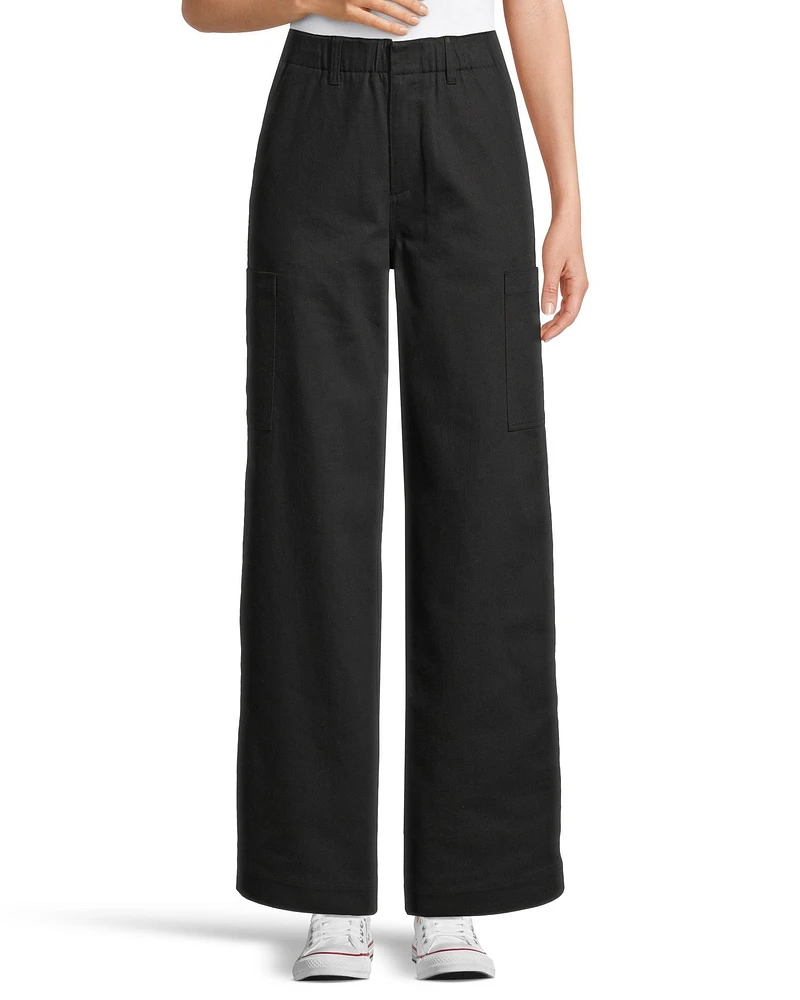 Denver Hayes Women's  Wide Leg Slub Pocket Pant