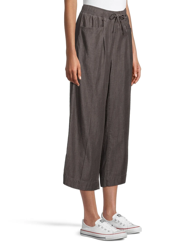 Denver Hayes Women's Pull On Wide Leg Tencel Crop Pant