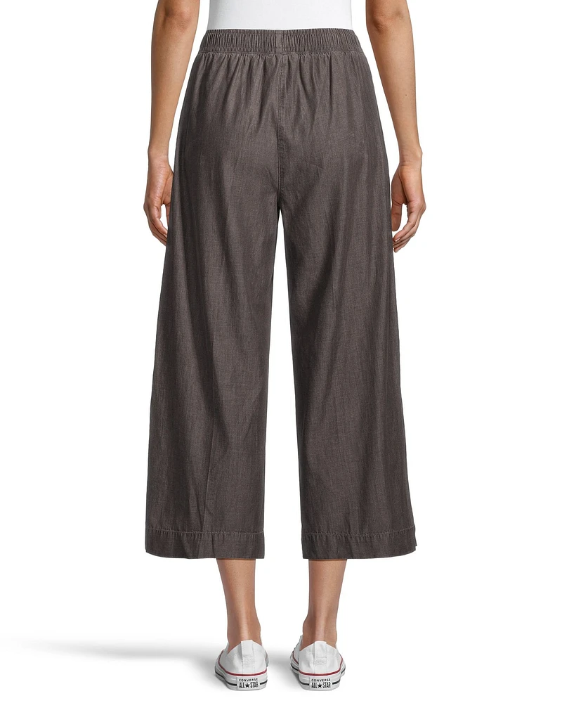 Denver Hayes Women's Pull On Wide Leg Tencel Crop Pant