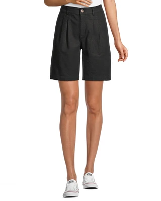 Denver Hayes Women's Linen Pleated Bermuda Short