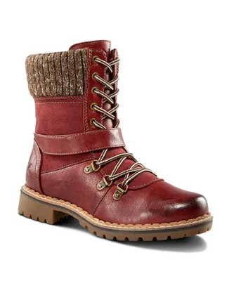 Denver Hayes Women's Cherry Lined Lace Up Boots - Burgundy