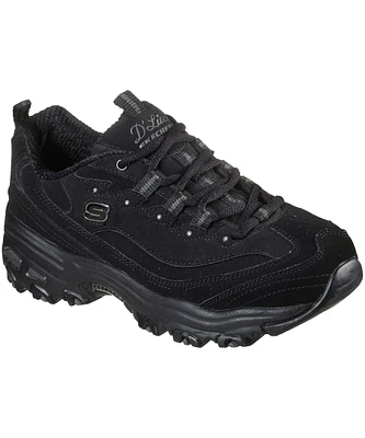 Skechers Women's D'Lites Play On Nubuck Lace Up Shoes - Black