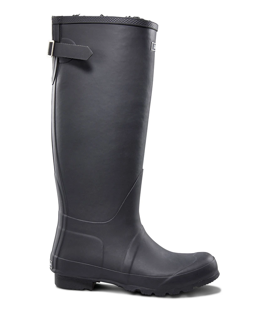 WindRiver Women's Mist Fur Lined Tall Rubber Rain Boots - Black