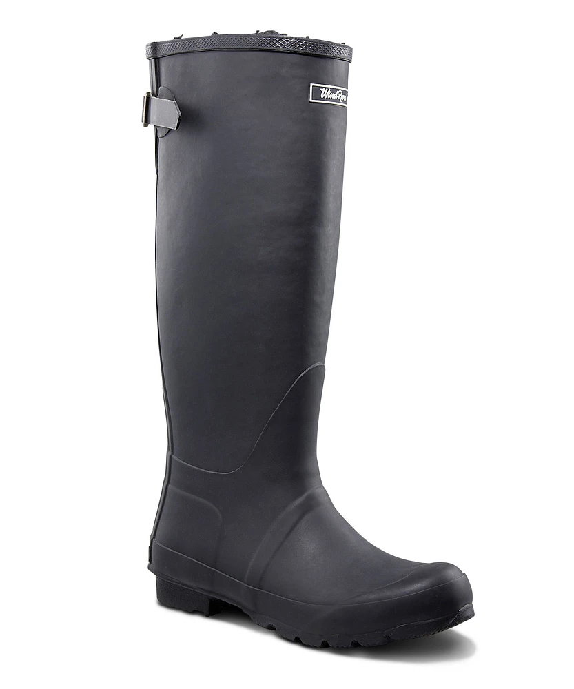 WindRiver Women's Mist Fur Lined Tall Rubber Rain Boots - Black