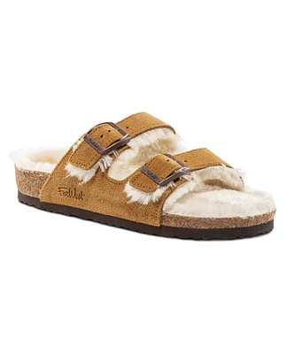 FarWest Women's Tofino Cork Suede Slip On Sandals - Tan