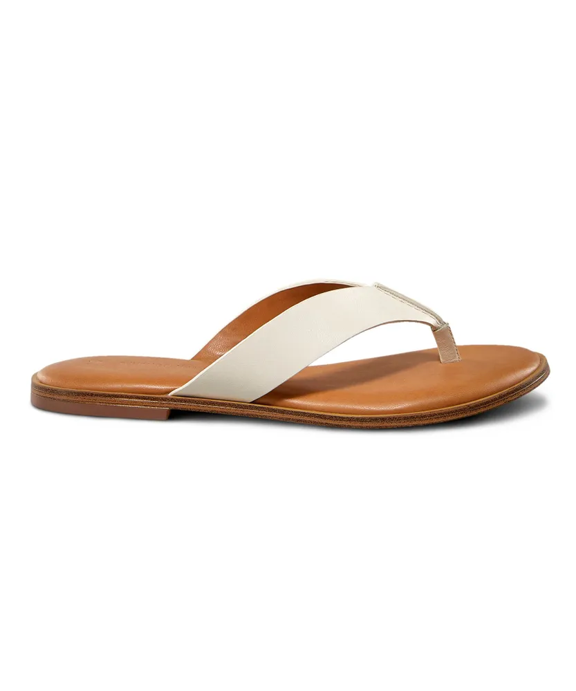 Denver Hayes Women's Krystal Leather Flip Flop Sandals